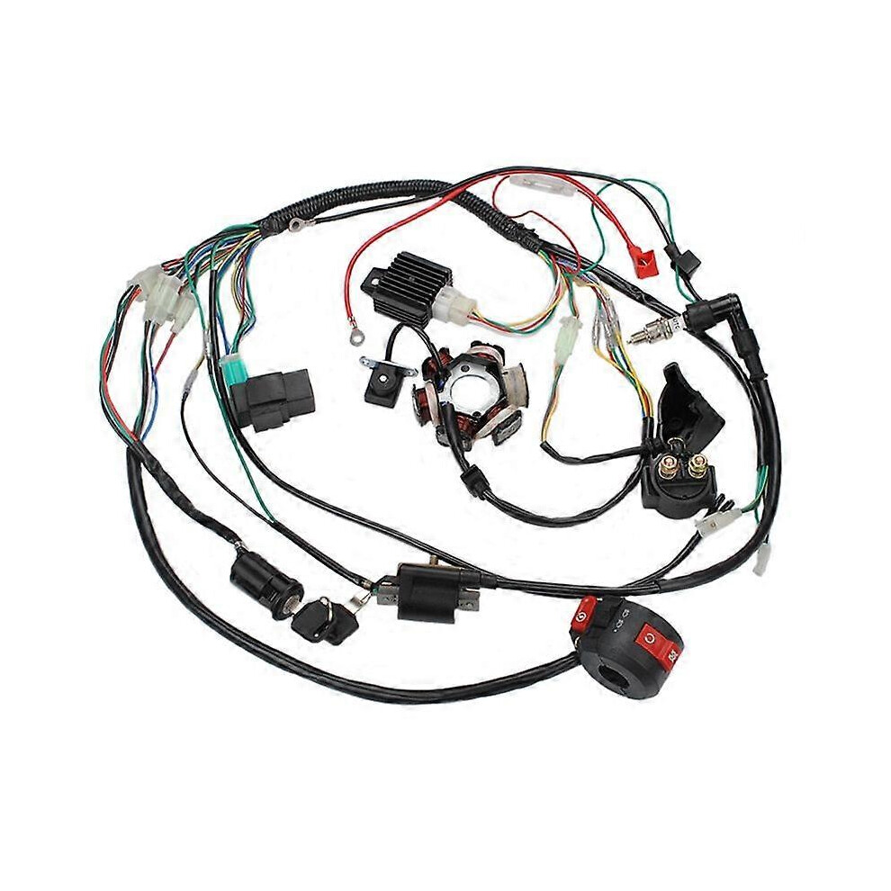Motorcycle Atv Quad Pit Bike Go Kart Full Complete Electrics Wiring Harness Cdi Stator 6 Coil For 50-125Cc 3125757734774
