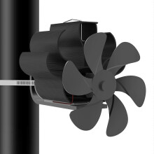6 Blade Wood Stove Fan Heat Powered with Magnetic Thermometer Flue Pipe Mounted Silent EcoFriendly
