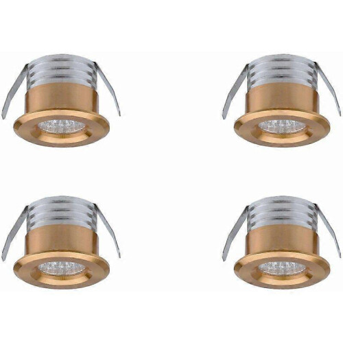 Σετ 4 μίνι εντοιχιζόμενων σποτ LED, 3W, ουδέτερο φως, χρυσή επένδυση