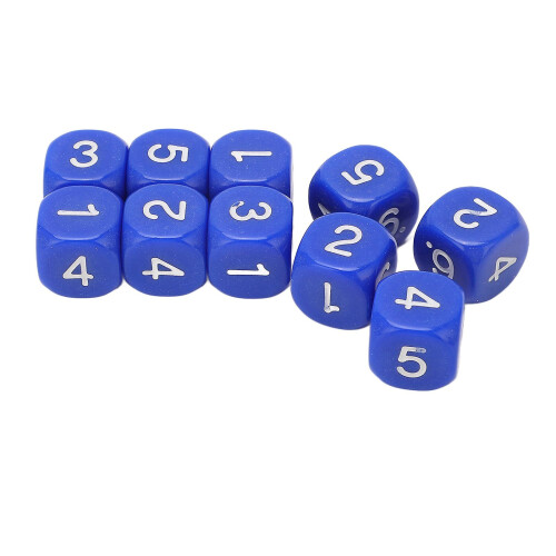 20PCS 6 Sides Number Dice Round Corner Design Plastic Dice Set Board Game Teaching Tools Blue 1
