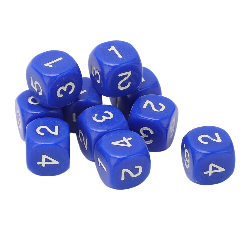 20PCS 6 Sides Number Dice Round Corner Design Plastic Dice Set Board Game Teaching Tools Blue 2