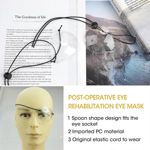 Máscara ocular transparente com 9 orifícios e cordão ajustável, compatível com cuidados pós-operatórios. 1