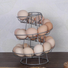 Egg Dispenser Rack Spiral Design Metal Egg Skelter Freestanding Wire Chicken Egg Storage Organizer Display Holder