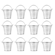 12pcs Mini Metal Buckets Small Mini Pails Set with Handles Party Supplies