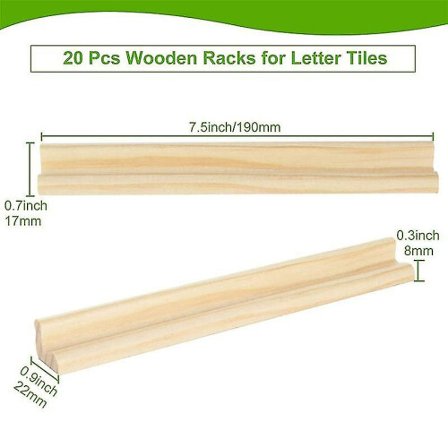 Wooden Tile Holders Replacement Rack - 20-Pack Letter Racks Trays 2