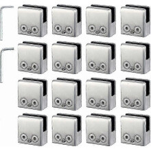 4 Pack 304 Stainless Steel Glass Clamps -square Glass Clamp -adjustable Flat Glass Clamp For Stair Balustrade -polished Handrail - (8-10mm Square)