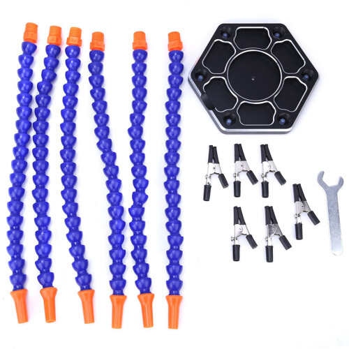 Soldering Helping Hands with Six Flexible Arms, Adjustable Third Hand PCB Holder Stand for Electronics