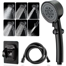 Shower Head and Hose 1.5M with Bracket,Water Saving Shower Head,Black Shower Head and Hose