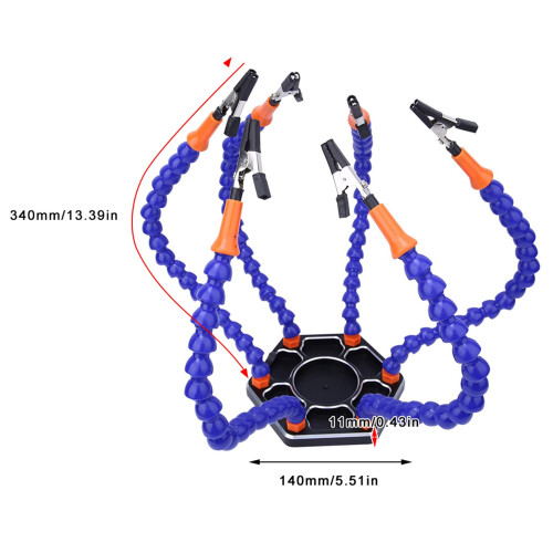Soldering Helping Hands with Six Flexible Arms, Adjustable Third Hand PCB Holder Stand for Electronics 2