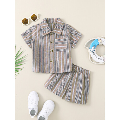 (6-12 Months, Khaki) Letní oblečení pro elastickým pasem 1