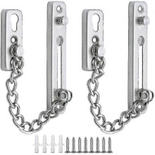 2pcs Lock Chain Door Chain Latch Stainless Steel Front Door Chain Heavy Duty Door Lock Slide Chain Extra-thick Door Chain Security for Home Apartment