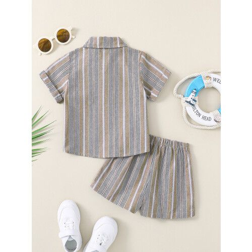 (6-12 Months, Khaki) Letní oblečení pro elastickým pasem 2