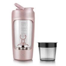 (with Powder Box, Pink) Fully Automatic Mixing Cup Portable Protein Powder Shaking Bottle Electric Protein Shaker Bottle