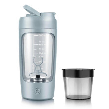 (with Powder Box, Blue) Fully Automatic Mixing Cup Portable Protein Powder Shaking Bottle Electric Protein Shaker Bottle