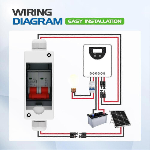 Solar Panel Disconnect Switch, 32A DC 500V Breaker Box PV Disconnect Switch with IP65 Waterproof Bo 2