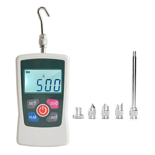 Digital Force Gauge 500N/ 50kg/ 110Lb/ 1760oz Portable Push Pull Force Meter Unit Switchable Backlit 2