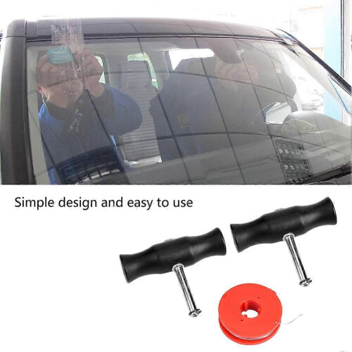 Car Auto Windshield Removal Tool Windscreen Window Glass Cutting Wire & Handles 2