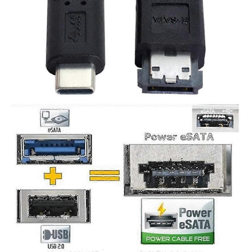 Cabo eSATA para USB-C compatível com transferência de dados de HDD/laptop 2