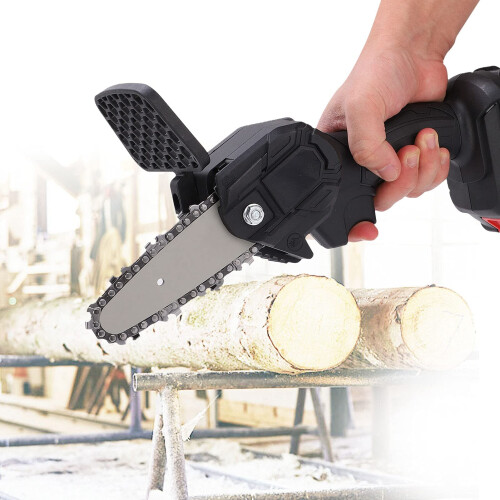 4 Inch Cordless Electric Mini Chainsaw, Rechargeable Handheld Pruning Saw for Tree Branches