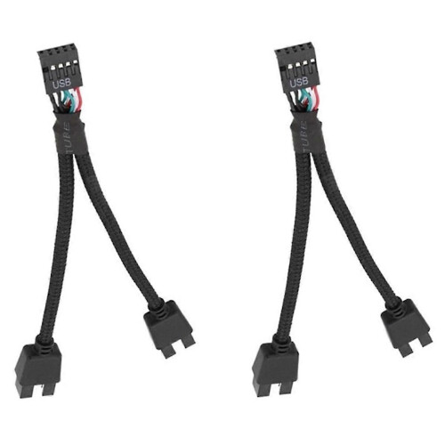 Computer Motherboard USB 2.0 9Pin to Dual 9 Pin Extension Cable Black