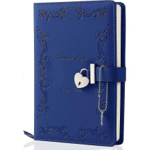 (9.29 x 6.5 x 2.01 inches, Blue) 360-Page Leather Heart-Shaped Locking Journal, A5 Pink Diary with Lock and Key for Girls Women Adults