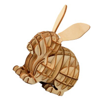 Wooden Rabbit Puzzle Handmade Educational Jigsaw Brain Teaser DIY Craft Gift for Kids and Adults