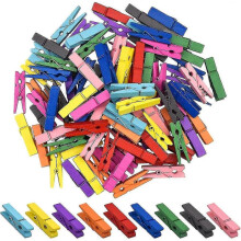 200pcs Wooden Clips, Colored Mini Wooden Photo Pegs, Paper Clips Clothespins Craft Pegs for Hanging Photos Craft Diy Decoration (3.5x0.7cm) - RiRi
