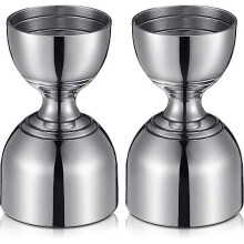 Stainless Steel Shot Blasted Glass Measuring Cup 1 Oz/2 Oz, Home Bartender Party Bar Wine Drink with Beautiful Double Cocktail Tool (2 Pieces)