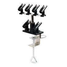 Heavy Duty Airbrush Holder with 360 Rotating Base, Alloy Spray Gun Stand Secures 6 Brushes for Model Painting