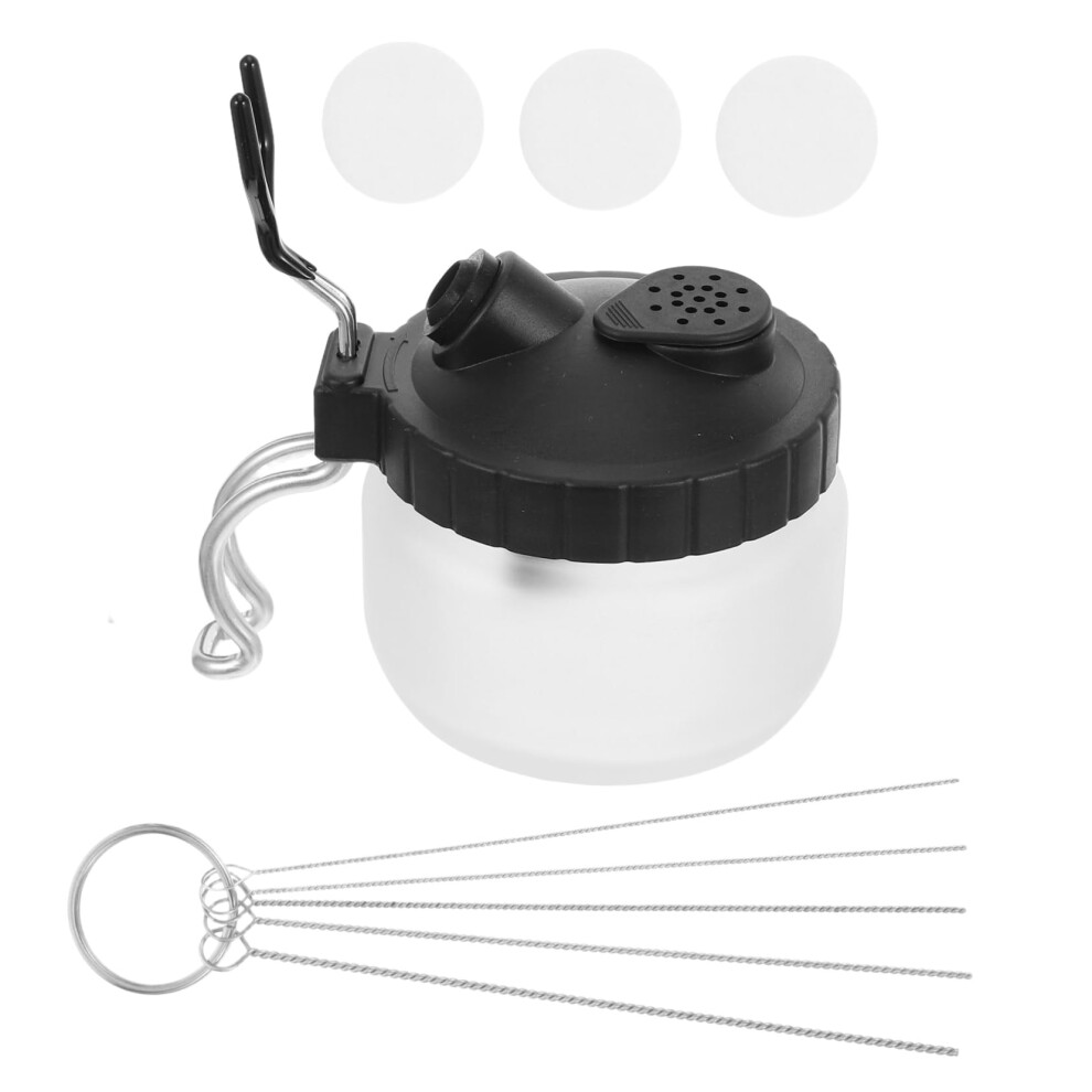Airbrush Cleaning Pot With Holder, Detachable Glass Jar, Efficient Cleaning System For Model Painting 9330225125099