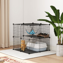 PawHut Indoor Cat Cage with DIY Customizable Design 70 cm Black