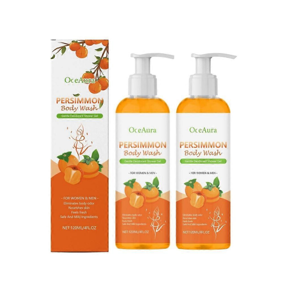 (2cps) Persimmon Soap For Body Odor - 120ml Gentle Body Wash For Seniors, All Skin Types, Fresh Scent And Odor Neutralizing