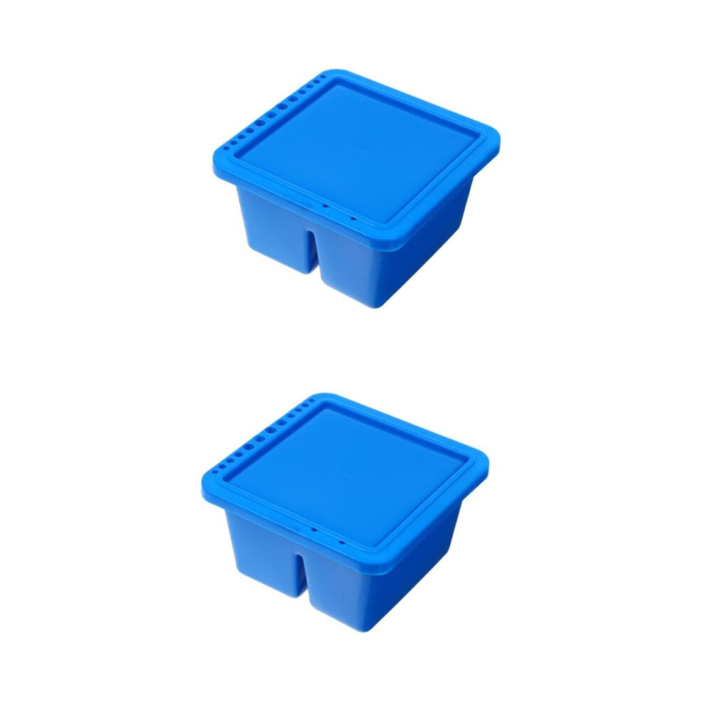 2Pcs Paint Brush Cleaner And Holder Set, Plastic Cleaning Basin With Dual Brush Organizer And Easy Rinse Design 9771547660477