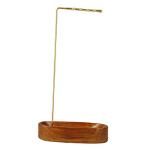 Gold Calligraphy Brush Holder for Beginners, Wooden Multipurpose Pen and Brush Stand, Windchime Hanger