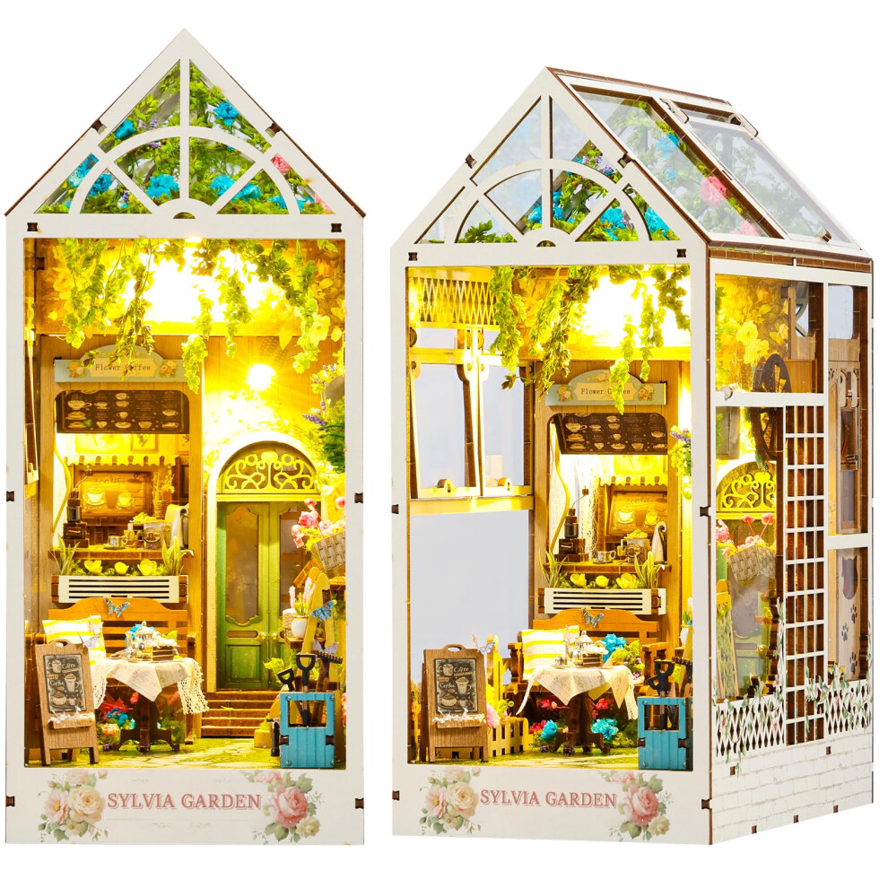 DIY Wooden Miniature Book Nook Kit with LED Light, Realistic Greenhouse Scene, 3D Puzzle Craft for Adults-image-OPC-PSYNPYF-NEW