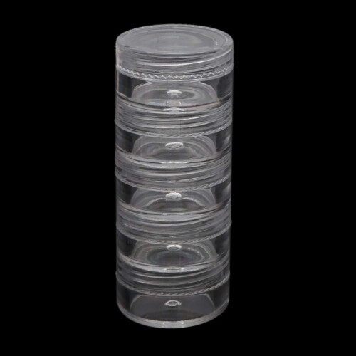 5 Layer Clear Bead Storage Containers Round Stackable Cylinder Organizer with Lid for Makeup Nails