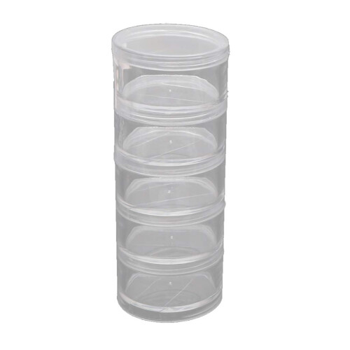 5 Layer Clear Bead Storage Containers Round Stackable Cylinder Organizer with Lid for Makeup Nails 1