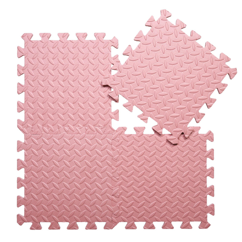 Nontoxic Foam Baby Play Mat 16 Tiles Loli Soft Cushioned Interlocking Floor Tiles 12X12 Pink