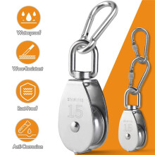 M25 Roestvrijstalen Katrolsysteemkit - Zwaar Katrolwiel, Katrolblok met Nylon Touw 4 Mm, Haken, Plaat (2 Stuks)