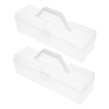 2pcs Thickened Plastic Paint Brush Storage Case Durable Art Supplies Organizer for Artists and Students