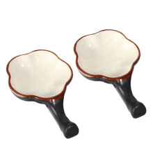 2pcs Flower Shaped Ceramic Ink Dish Set with Dual Ink Separation and Calligraphy Brush Holder Tray