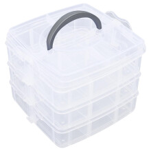 3Tier Stackable Storage Organizer Box with 18 Adjustable Compartments White SnapLock Handle for Jewelry Beads Crafts Home Travel