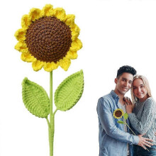 Crochet Sunflower Crochet Artificial Sun Flower Decor Knitted Wool Sunflowers Artificial Flower Wall Decor Wedding Bouquet - DD