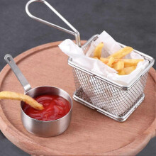 100ml/3.38oz Mini Pan Stainless Steel Seasoning Round Cup with Handle - DD01