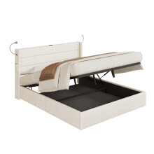 Double Upholstered Bed with Charging Station
