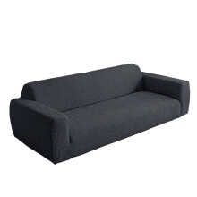 Nonslip Woven Stretch Sofa Cover For 2 Seater Couch-Dark Grey