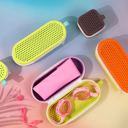 Silicone Swim Goggles Case With Ventilation Hole-Yelloworange 2
