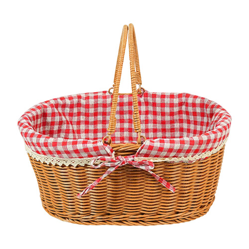 Handgewebter Kunststoff-Rattankorb, großer Erntekorb mit