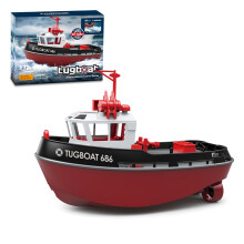 RC Boat Dual Motor 1/72 Scale Remote Control Tugboat 2.4G Waterproof Speedboat with LED Lights for Adults and Teens