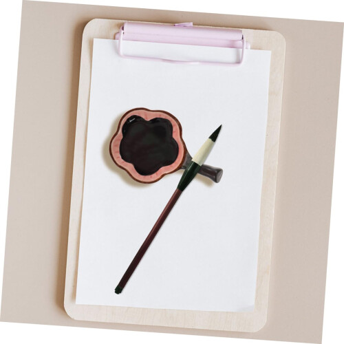 2pcs Pink Flower Ceramic Pen Holder and Calligraphy Brush Rest Set, Dual Function Elegant Design 2